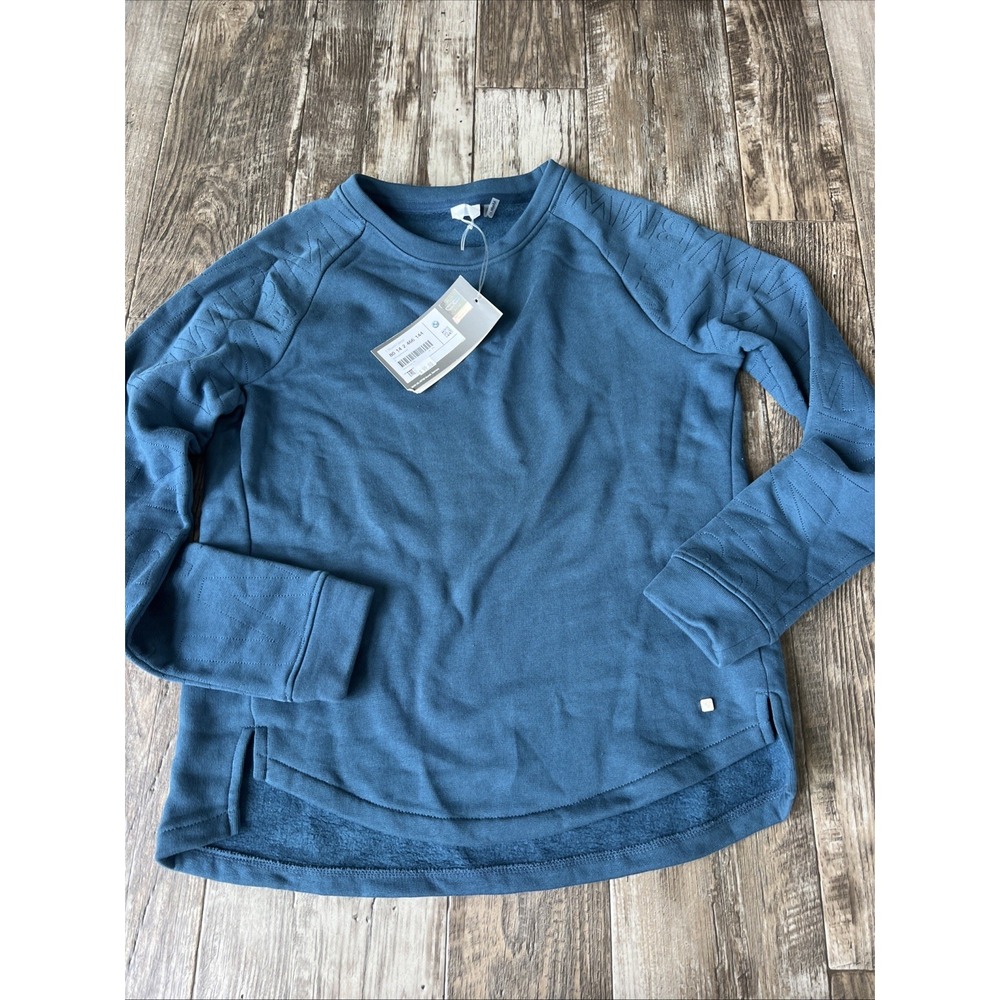 BMW Sweatshirt Womens Size Medium Crewneck‎ All Over Embroidered Blue Spellout